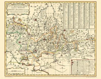 Historische Karte: Ämter Stolpen, Radeberg und Lausitz, 1754 (Plano) 