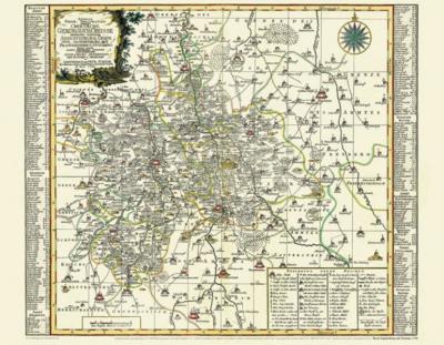 Historische Karte: Ämter Augustusburg, Chemnitz, Sachsenburg mit Frankenberg und Stollberg 1758 (Plano) 