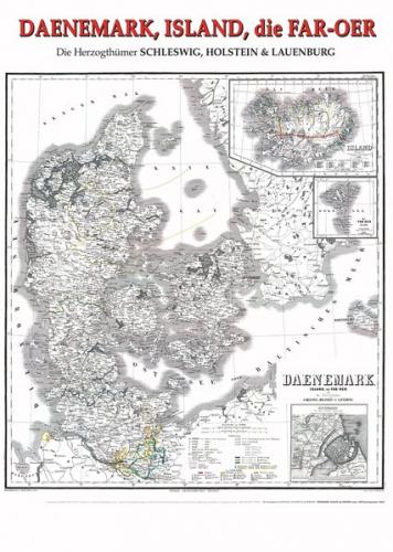 Historische Karte von DÄNEMARK, ISLAND, FAROER Inseln, 1858 [durchgesehen 1865] (Plano) 