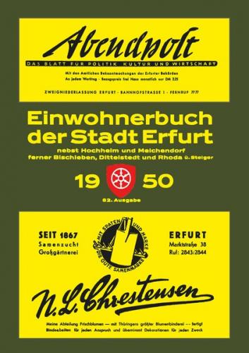 Einwohnerbuch | Adressbuch STADT ERFURT 1950 mit Hochheim, Melchendorf, Bischleben, Dittelstedt, Rhoda und Steiger (Ebook - pdf) 