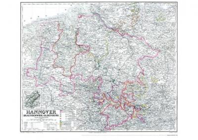 Historische Landkarte: Königreich HANNOVER, 1865 (plano) 