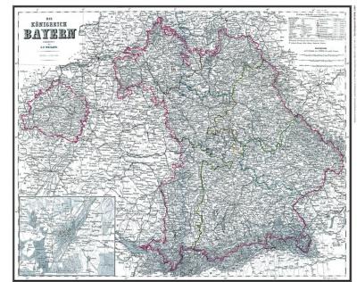 Hist. Karte: Das Königreich Bayern 1864 (pano) 