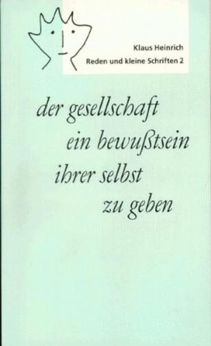 Der gesellschaft ein bewusstsein ihrer selbst zu geben 
