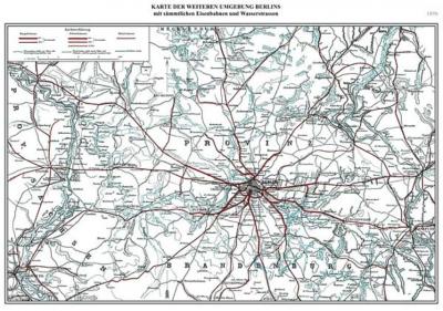 Karte der Eisenbahnen & Wasserstraßen Berlin Brandenburg 1896 