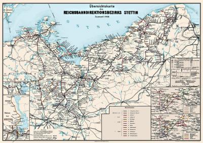 Übersichtskarte Reichsbahndirektion Stettin 1928 