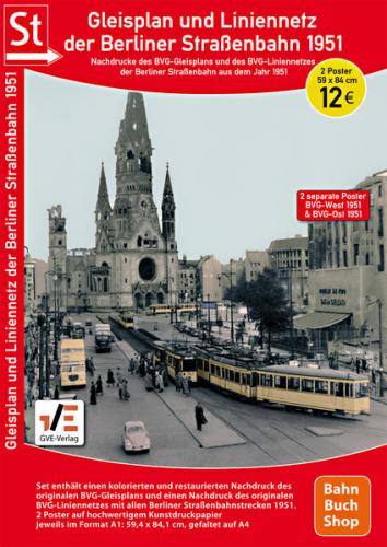 Gleisplan & Liniennetz der Berliner Straßenbahn 1951 Poster. 