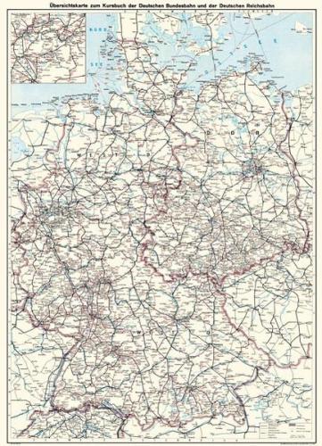 Deutsche Reichsbahn Übersichtskarte DR und DB 1970 