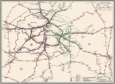 Betriebsstreckenplan / Gleisplan Reichsbahndirektion Berlin 1973 