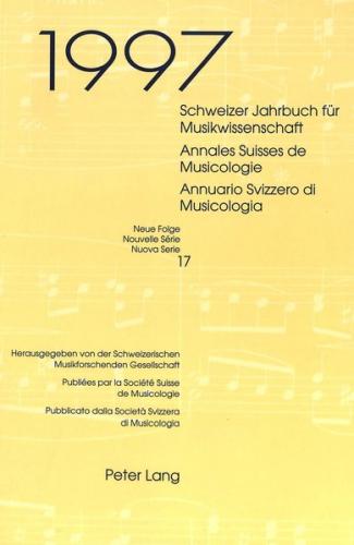 Schweizer Jahrbuch für Musikwissenschaft- Annales Suisses de Musicologie- Annuario Svizzero di Musicologia 