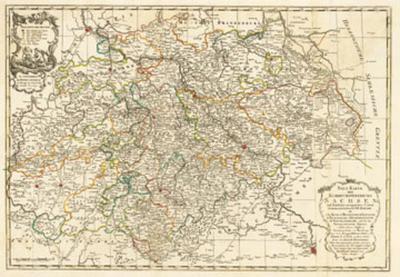 POSTKUTSCHEN - Postkutschenstreckenkarte SACHSEN, THÜRINGEN, ANHALT  1758 