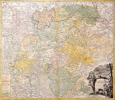 Historische Karte: Land Thüringen 1738 (Thüringen Tabula) Plano 