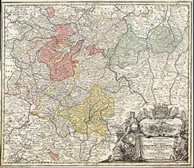 Historische Karte: Fürstentümer Gotha, Coburg und Altenburg 1729 (Plano) 