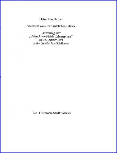 Nachricht von einer nützlichen Edition 