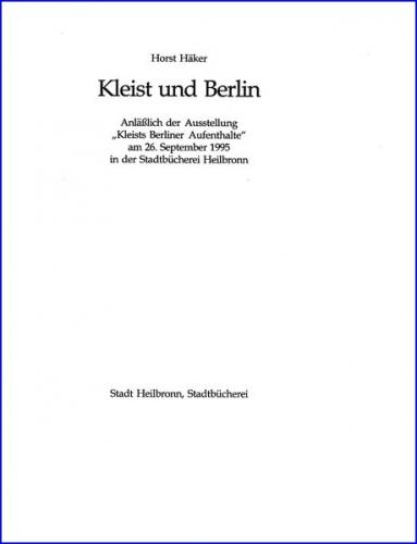 Kleist und Berlin 