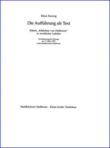 Die Aufführung als Text 