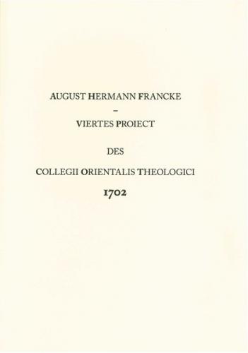 Viertes Proiect des Collegii Orientalis Theologici 1702 