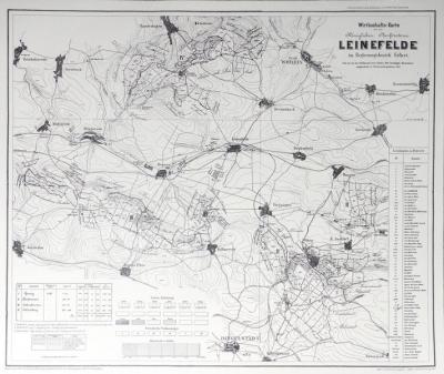 Wirthschafts-Karte von der Königlichen Oberförsterei LEINEFELDE im Regierungsbezirk Erfurt 1907. 