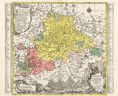 Historische Karte der Fürstentumer Altenburg und Ronneburg 1757 (Plano) 
