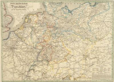 Postreisekarte von Deutschland 1828 