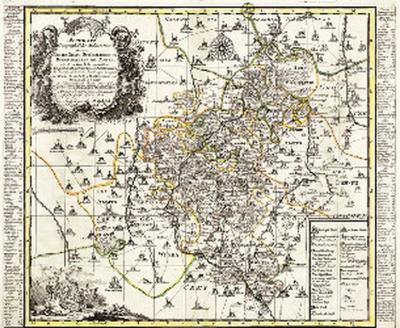 Historische Karte: SCHÖNBURGISCHE LANDES- UND STANDESHERRSCHAFTEN - Ämter Glauchau, Waldenburg, Lichtenstein, Hartenstein und Stein 1760 (Plano) 