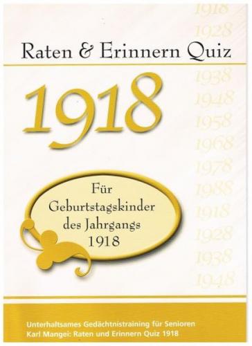 Raten und Erinnern Quiz 1918 
