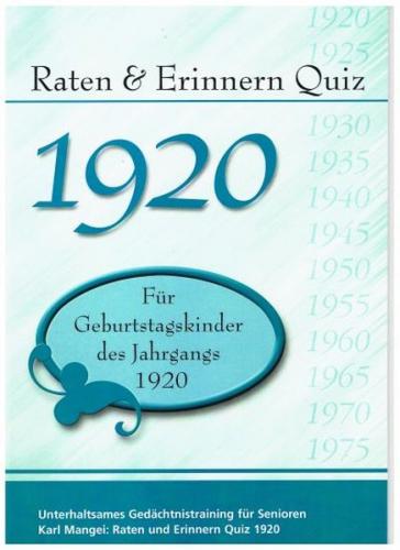 Raten und Erinnern Quiz 1920 