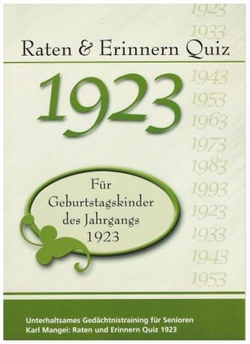 Raten und Erinnern Quiz 1923 