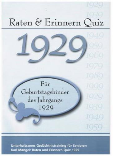 Raten und Erinnern Quiz 1929 