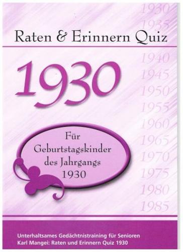 Raten und Erinnern Quiz 1930 
