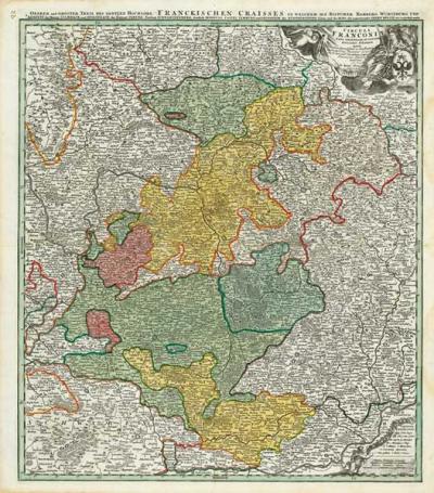 Historische Karte: Oberer und größerer Teil von FRANKEN 1707 (Plano) 