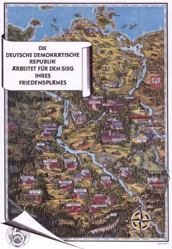 Historische Karte: Die DDR 1952 aus der Vogelperspektive 
