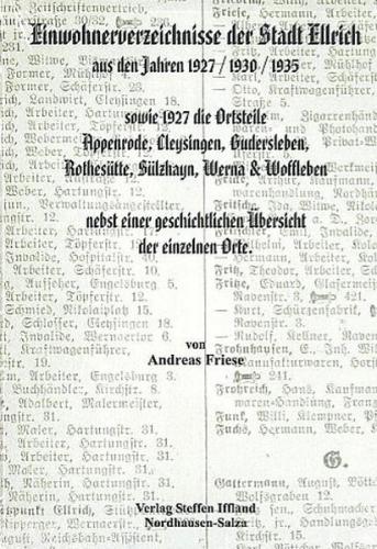 Einwohnerverzeichnisse der Stadt Ellrich aus den Jahren 1927 /1930 /1935 