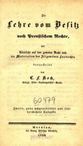 Die Lehre vom Besitz nach Preußischem Rechte, eBook (Faksimilie) (Audio-Mp3) 