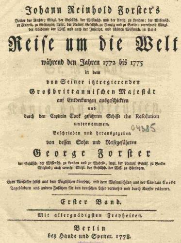 Johann Reinhold Forster`s Reise um die Welt während den Jahren 1772 bis 1775, Berlin, Haude und Spener, 1778, Erster Band, eBook (Ebook) 