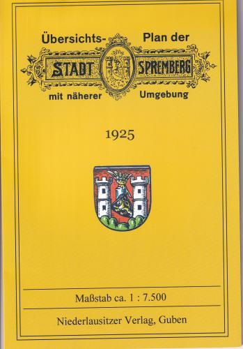 Übersichtsplan der Stadt Spremberg mit näherer Umgebung (1925). Maßstab ca 1:7500. gefalzt 