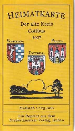 Heimatkarte. Der alte Kreis Cottbus 1927. Maßstab 1:125.000. gefalzt 