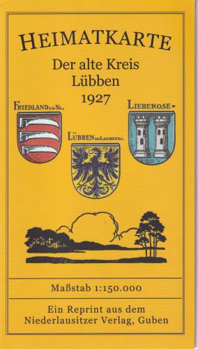 Heimatkarte. Der alte Kreis Lübben. 1927. Maßstab 1:150.000. gefalzt 