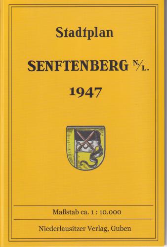 Stadtplan Senftenberg Niederlausitz. Maßstab ca 1:10.000. gefalzt 
