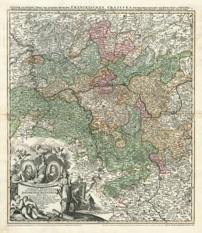 Historische Karte: Unterer und mindere Teil von FRANKEN 1707 (Plano) 