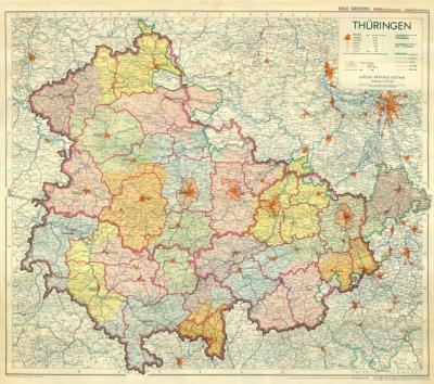 Historische Karte: LAND THÜRINGEN 1951 (Plano) 