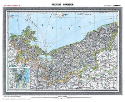 Historische Karte: Provinz POMMERN im Deutschen Reich - um 1903 [gerollt] 