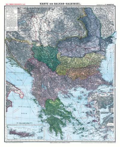 Historische Karte: Die BALKAN Halbinsel - um 1910 [gerollt] 