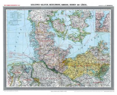 Historische Karte: Provinz SCHLESWIG-HOLSTEIN im Deutschen Reich - um 1900 [gerollt] 