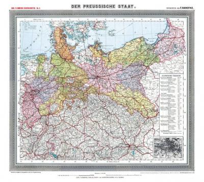 Historische Preussenkarte / DER PREUSSISCHE STAAT - 1905 [gerollt] 