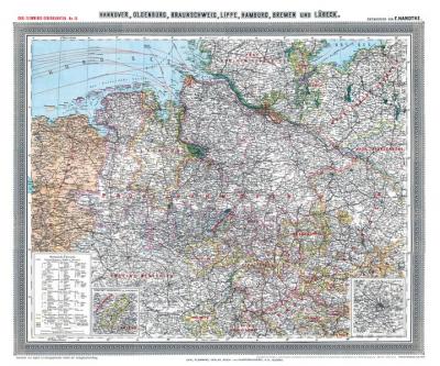 Historische Karte: Provinz HANNOVER im Deutschen Reich - um 1910 [gerollt] 