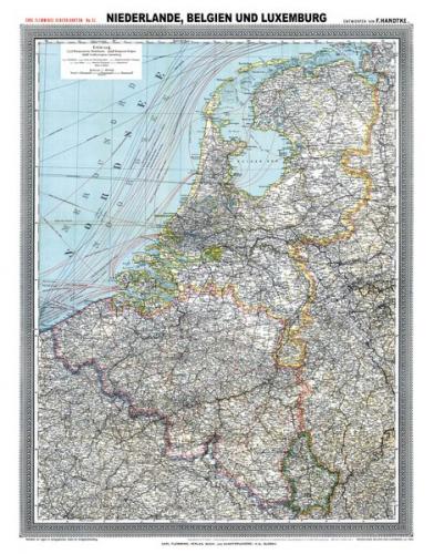 Historische Karte: NIEDERLANDE, BELGIEN und LUXEMBURG- um 1900 [gerollt] 