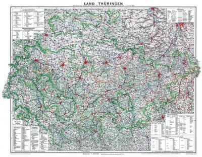 Historische Karte: LAND THÜRINGEN am 1. Januar 1929 