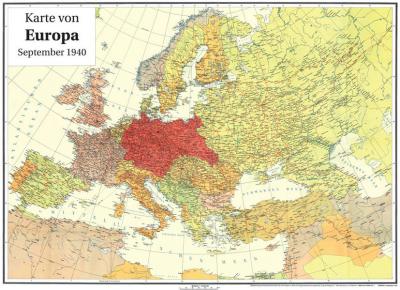Historische Karte: EUROPA im September 1940 (gerollt) 