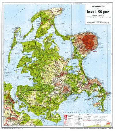 Historische Karte: Insel Rügen 1949 (gerollt) 