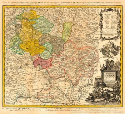 Historische Karte: GRAFSCHAFT HENNEBERG - Henneberger Land 1743 (plano) 